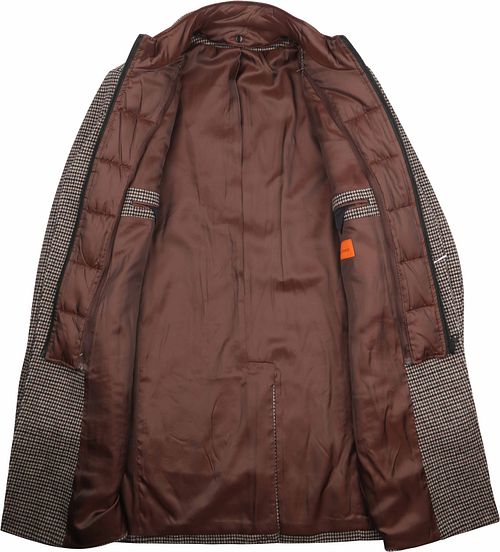 Suitable Manteau Mix Laine Pepita Beige Camel
