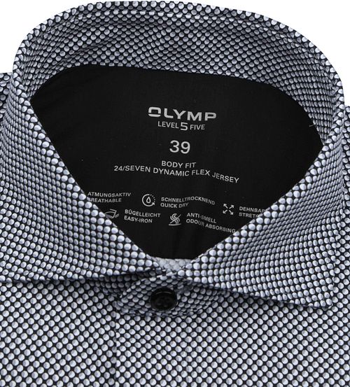 Camisa OLYMP Level Five con estampado de círculos negra Product / Detail