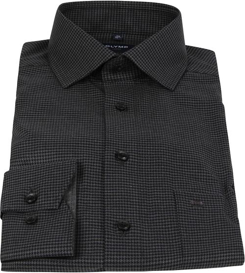 OLYMP Luxor Hemd Pied De Poule Schwarz Product / Detail