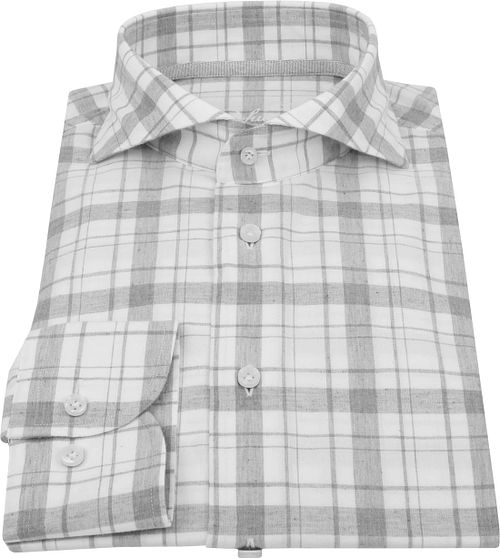 Profuomo Recycled Hemd Ruit Grijs Product / Detail