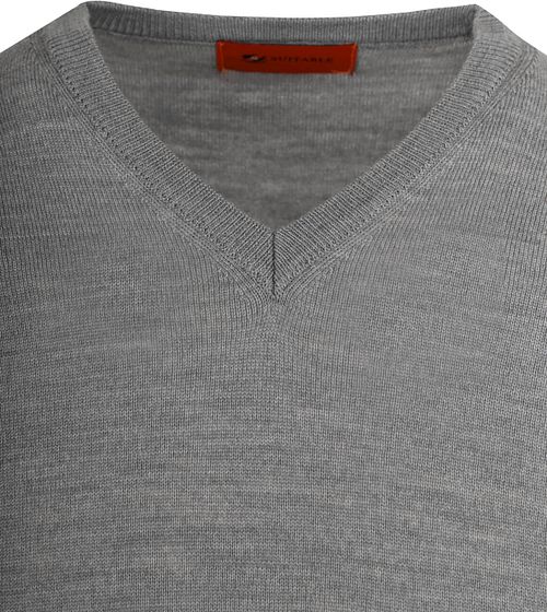 Suitable Pull-over Col-V Laine Gris Product / Detail
