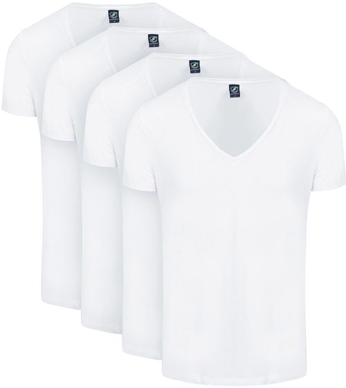 Suitable Vibamboru T-Shirts Tiefe V-Ausschnitt Weiß 4-Pack Product