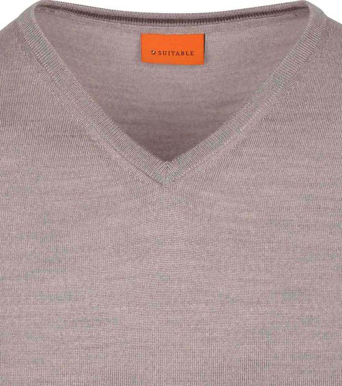 Suitable jersey de merino con cuello de pico en greige Product / Detail