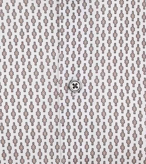 Camicia Desoto no-stiro con stampa all-over bianca Product / Detail