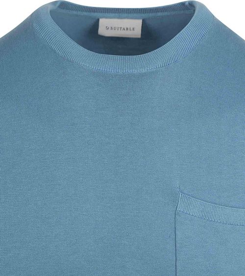 Suitable Knitted T-shirt Pocket Compact Blau Product / Detail