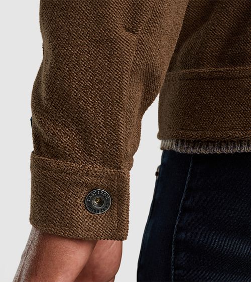 Cast Iron Overshirt Twill Jersey Bruin Model / Detail