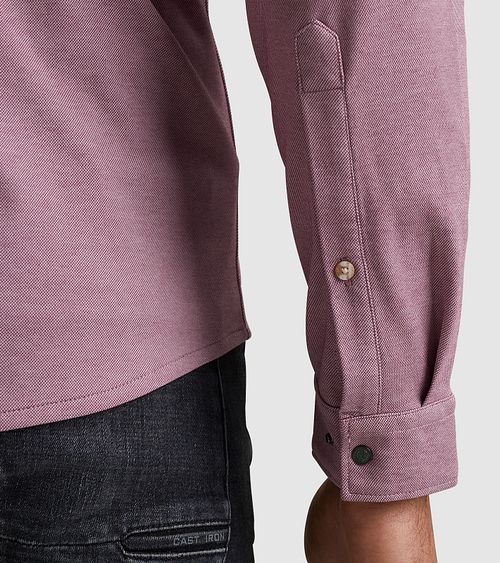 Cast Iron Hemd Jersey Piqué Mauve Model / Detail
