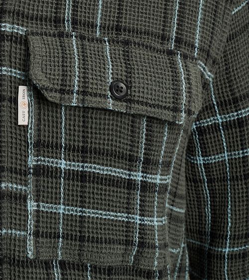 Cast Iron Overshirt Waffle w kratę zielony Model / Detail