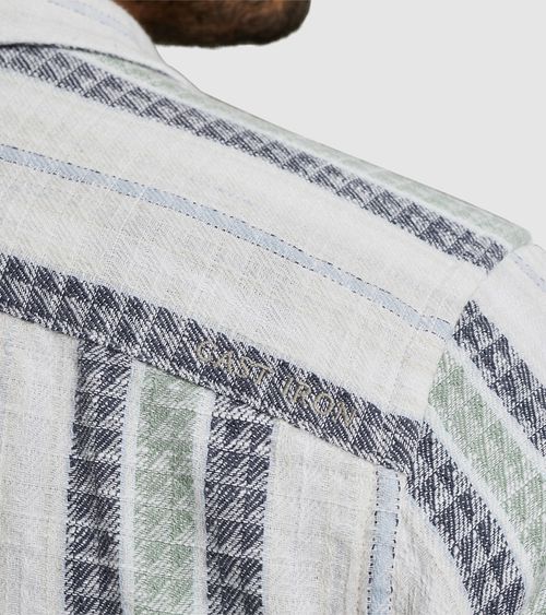 Cast Iron Korte Mouw Overhemd Streep Model / Detail