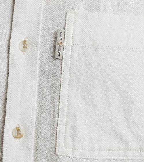 Cast Iron Kortermet Skjorte i Linnedblanding Hvit Model / Detail