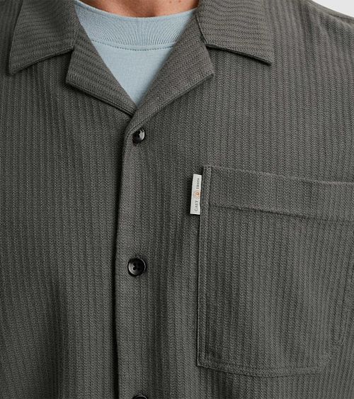 Cast Iron koszula z krótkim rękawem z dżerseju o strukturalnym splocie, taupe Model / Detail