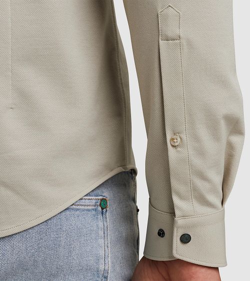 Cast Iron Overhemd Twill Jersey Greige Model / Detail
