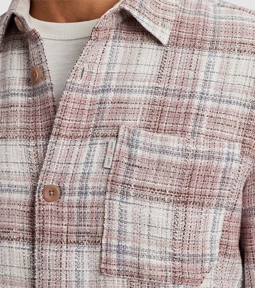 Cast Iron overshirt w kratę w kolorze różowym Model / Detail