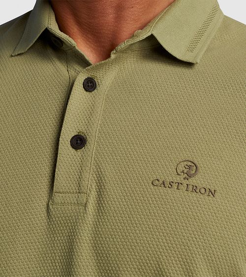 Cast Iron Polo Shirt Popcorn Grün Model / Detail