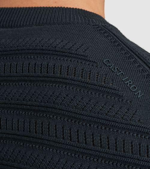 Cast Iron Strikkede Jacquard T-skjorte Marineblå Model / Detail