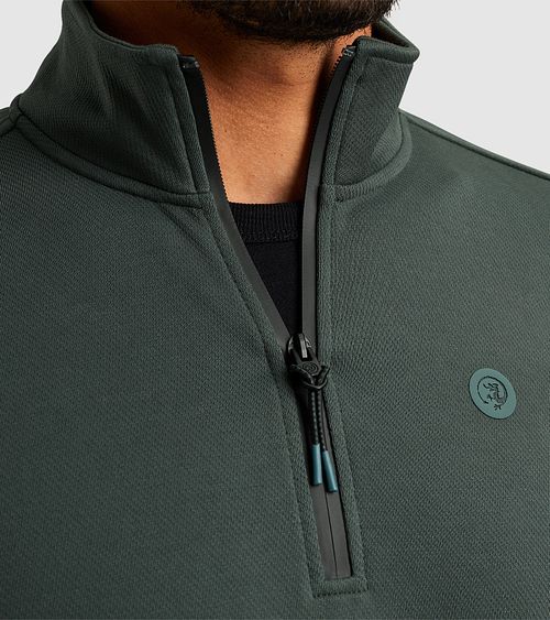 Cast Iron Half Zip Trui Groen Model / Detail