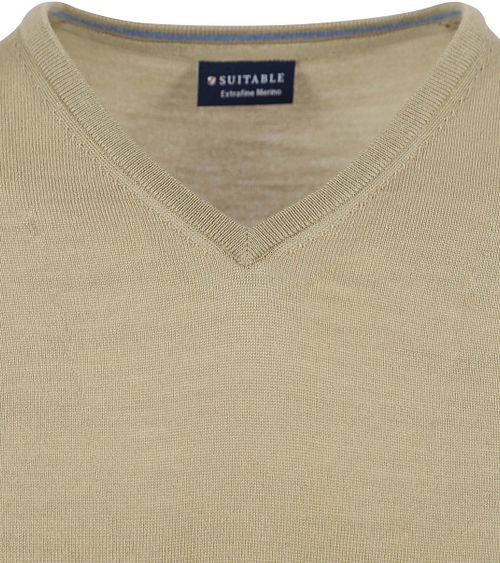 Suitable Merino Pullover V-Neck Light Green Product / Detail