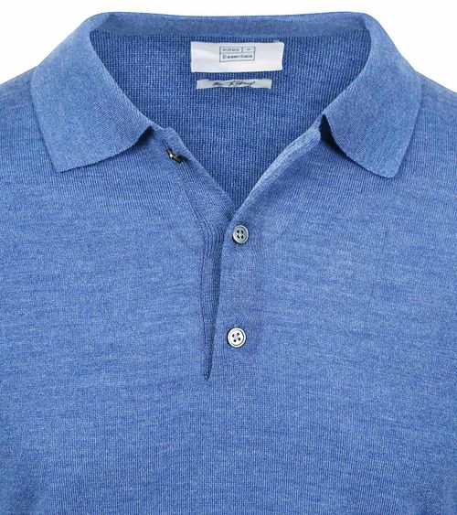 King Essentials The Robert Polo a maniche lunghe in merino blu medio Product / Detail