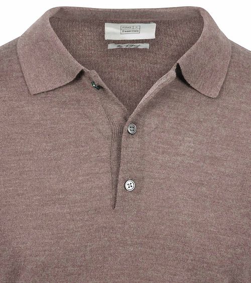 King Essentials The Robert langærmet poloshirt i Merino uld i brun Product / Detail