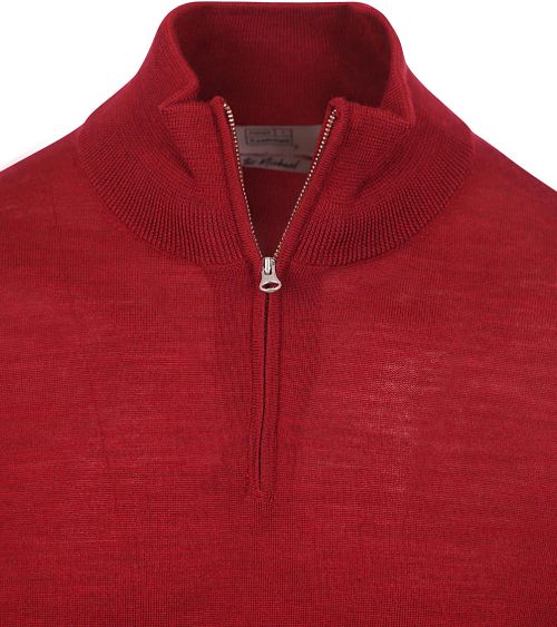 King Essentials The Michael Half Zip Pull Merino Rood Product / Detail