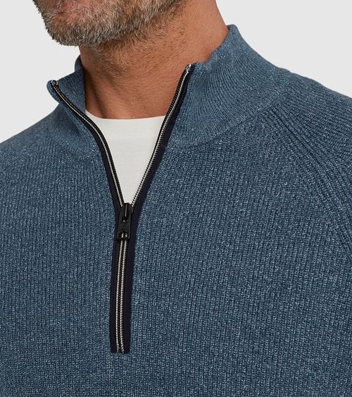 Maglione Vanguard con mezza zip blu Model / Detail