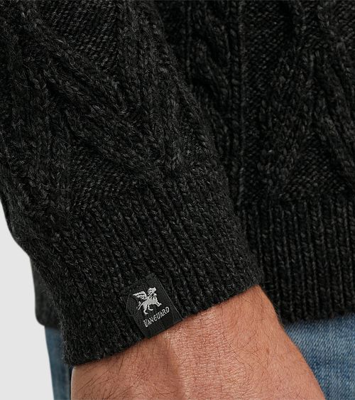 Maglione Vanguard heavy knit con mezza zip nero Model / Detail