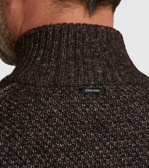Maglione Vanguard in lana con mezza zip marrone Model / Detail