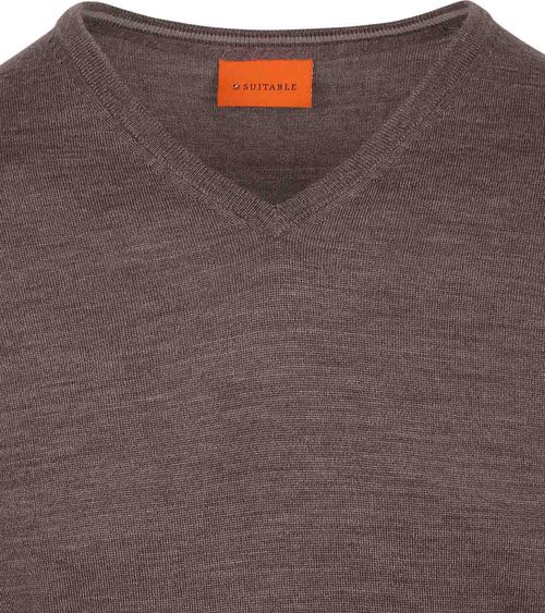 Suitable Pull Col V Laine Mérinos Taupe Product / Detail