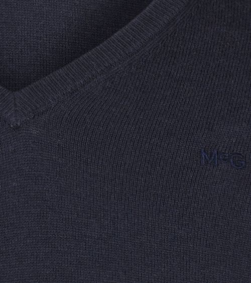 Sweter McGregor z domieszką wełny merino, dekolt V, granatowy Product / Detail