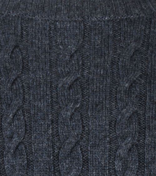 McGregor sweter z warkoczowym splotem z wełny merynosów, melanżowy, granatowy Product / Detail