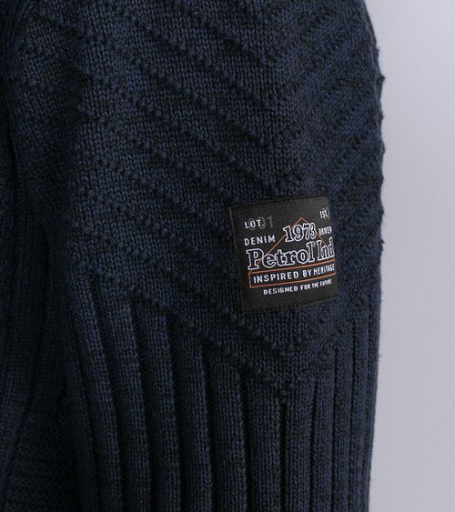 Petrol Strickjacke Kankakee Navy Model / Detail