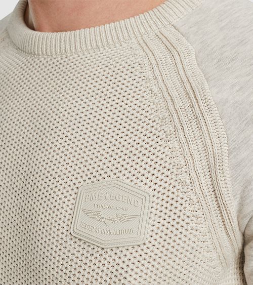 PME Legend Genser Strikk Sweat Ecru Model / Detail