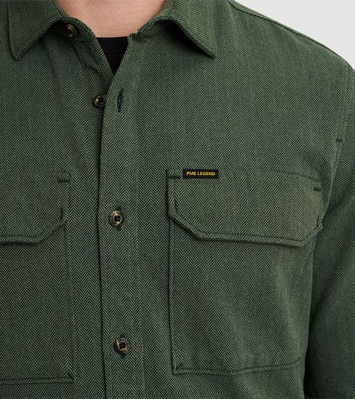 PME Legend Hemd Flanel Herringbone Grün Model / Detail