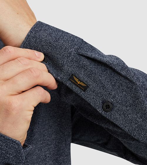 PME Legend Hemd Melange Blau Model / Detail