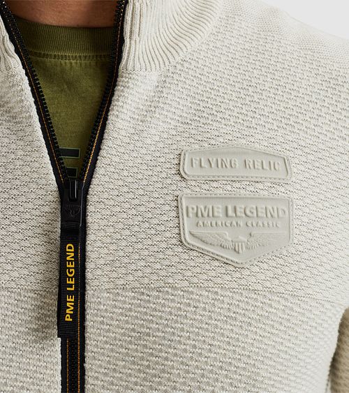 PME Legend Strickjacke Cargo Knitted Ecru Model / Detail