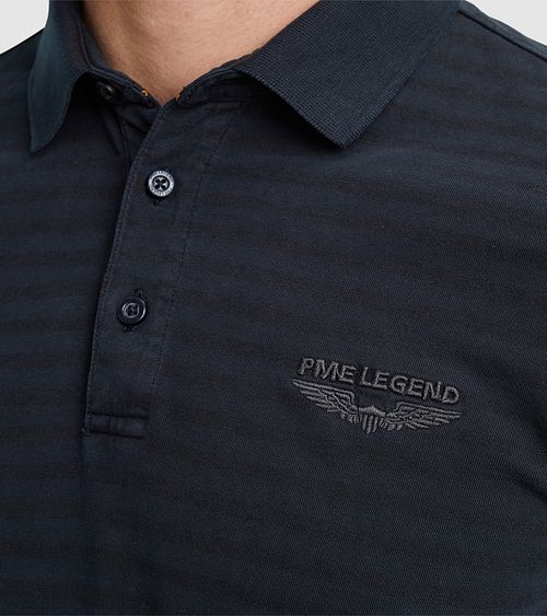PME Legend Longsleeve Polo Shirt Stripes Navy Product / Detail