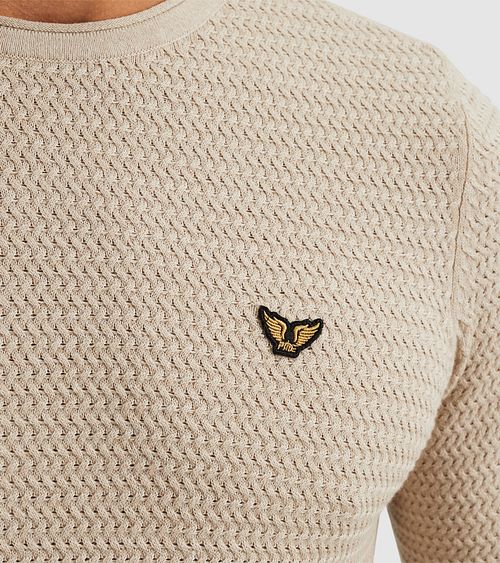 PME Legend Sweater Mouliné Ecru Model / Detail