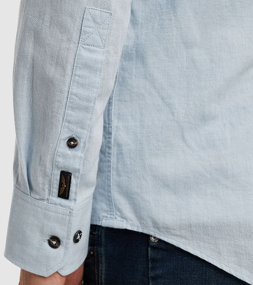 PME Legend Linnen Blend Overhemd Lichtblauw Model / Detail