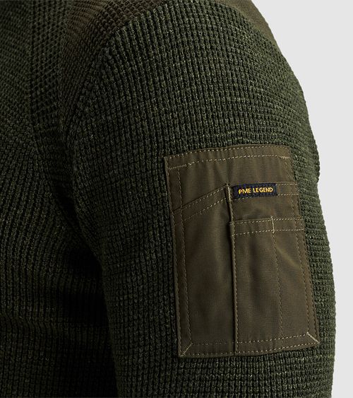 PME Legend Maglione a coste mélange verde scuro Model / Detail
