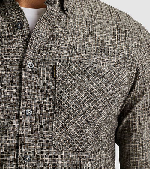 PME Legend Overhemd Print Slub Grijs Model / Detail