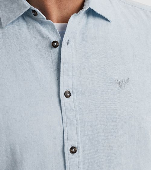 PME Legend Linnen Blend Overhemd Lichtblauw Model / Detail