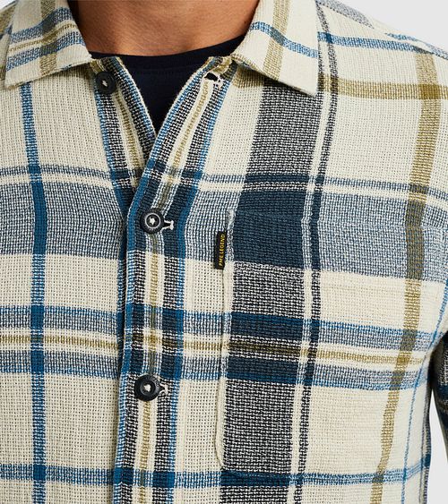 PME Legend Overshirt Ruiten Ecru Model / Detail