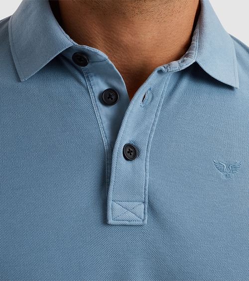 PME Legend Langærmet Poloshirt Garment Dye Piqué Blå Model / Detail