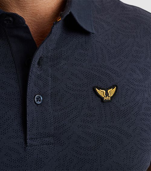 PME Legend Poloshirt Jacquard Jersey Navy Model / Detail