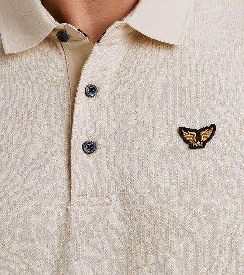 PME Legend Poloshirt Jacquard Jersey Ecru Model / Detail