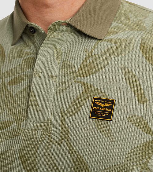 PME Legend Poloshirt Piqué Druck Grün Model / Detail