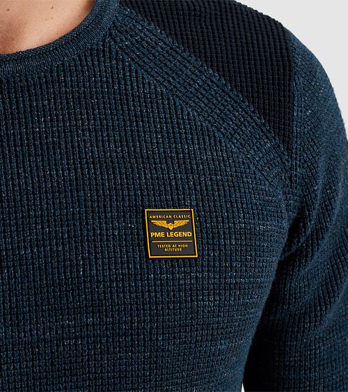 PME Legend Pull Côtelé Mélangé Bleu Marine Model / Detail