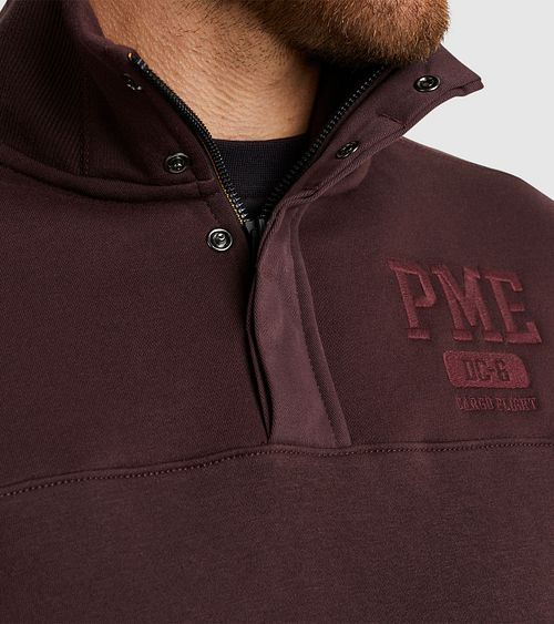 PME Legend Pull zippé à demi-bouton Bordeaux Model / Detail