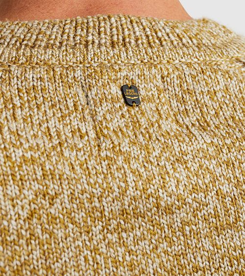 PME Legend Pullover Wool Mix Melange Gelb Model / Detail