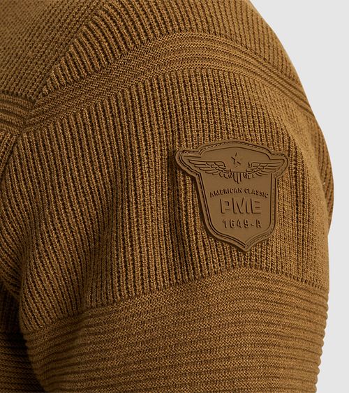 PME Legend Strickjacke Okergelb Model / Detail